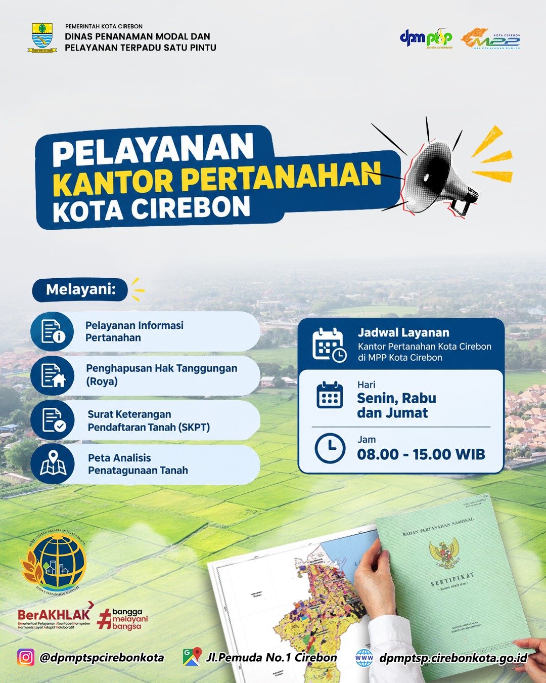Pengumuman Pelayanan Kantor Pertanahan Kota Cirebon di MPP Kota Cirebon