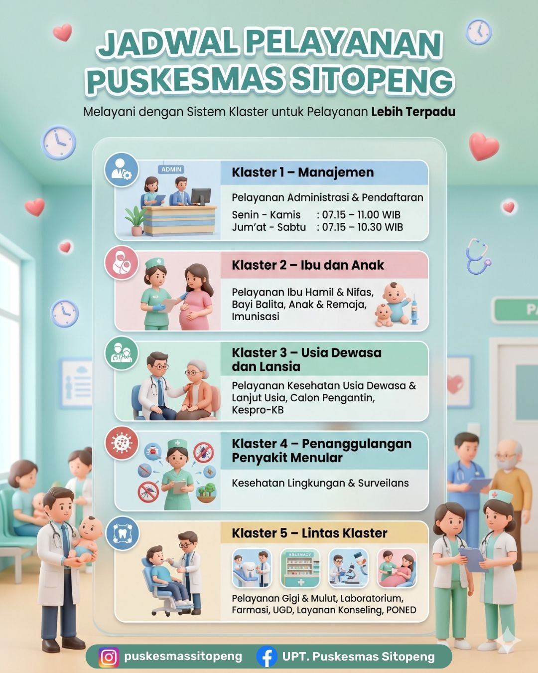 JADWAL PELAYANAN PUSKESMAS SITOPENG