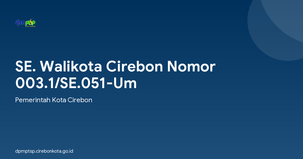SE. Walikota Cirebon Nomor 003.1/SE.051-Um
