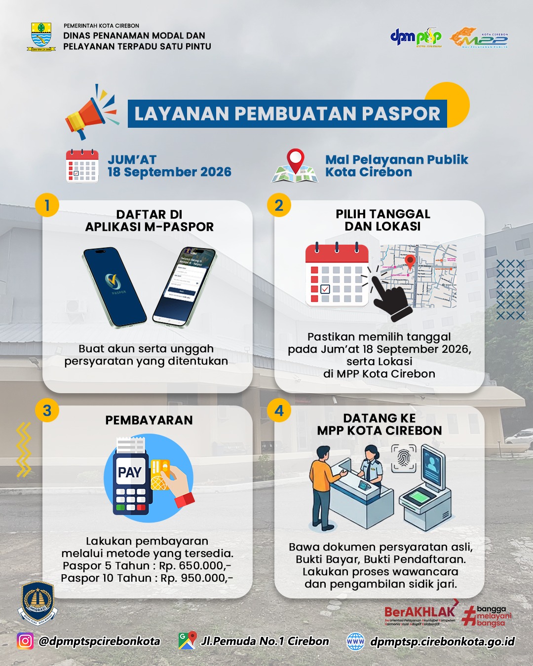 Pengumuman Layanan Pembuatan Paspor di MPP Kota Cirebon - Bulan Agustus 2026