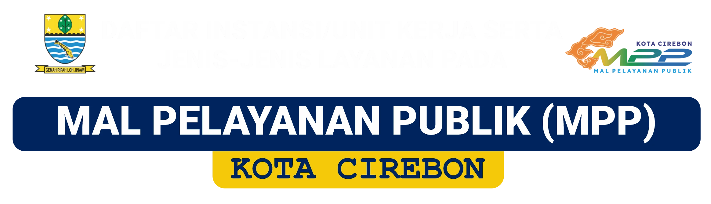 Daftar Instansi/Unit Kerja dan Jenis - Jenis Layanan pada Mal Pelayanan Publik (MPP) Kota Cirebon