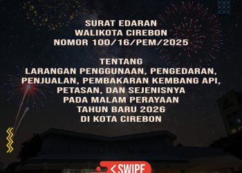 Menyampaikan Surat Edaran Walikota Cirabon, Nomor : 100/16/PEM/2025 Tentang 👇 Larangan Penggunaan, Pengedaran, Penjualan, Pembakaran Kembang Api, Petasan dan Sejenisnya pada Malam Perayaan Tahun Baru 2026