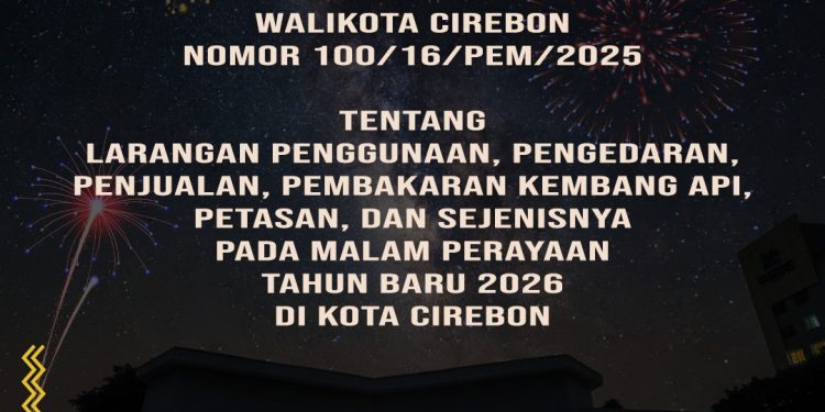 Menyampaikan Surat Edaran Walikota Cirabon, Nomor : 100/16/PEM/2025 Tentang 👇 Larangan Penggunaan, Pengedaran, Penjualan, Pembakaran Kembang Api, Petasan dan Sejenisnya pada Malam Perayaan Tahun Baru 2026